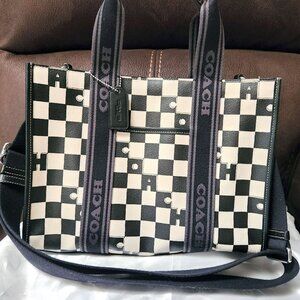Coach Smith Tote with Checkerboard Print - Off-white & Black - EUC